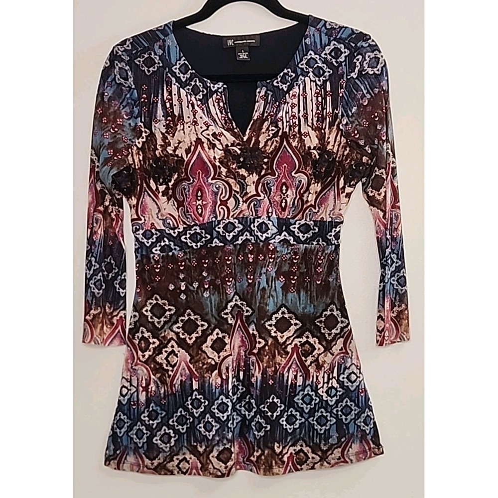 Vintage Inc International Concepts Moroccan Tile Design Top Women L Boho Y2K 90s
